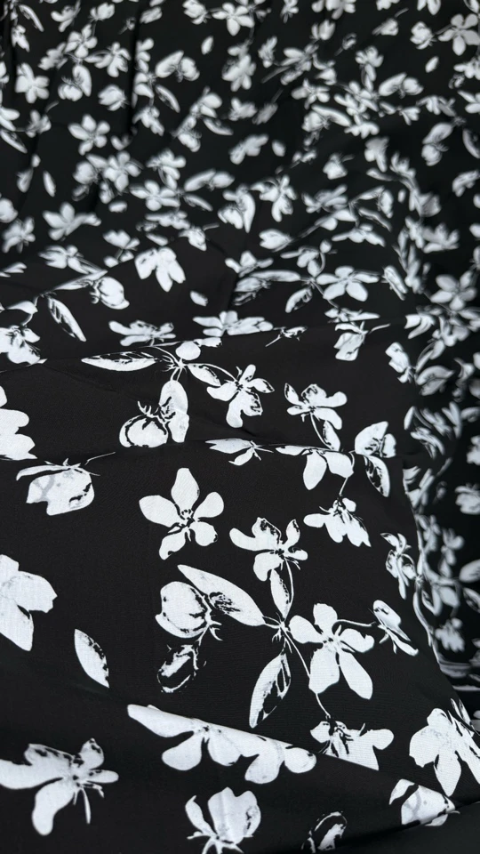 25年新款高支全棉棉绸黑白经典印花夏季服装面料双面羊绒布料