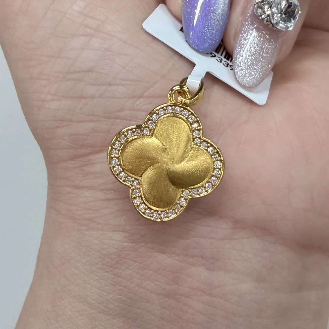 【金项链吊坠】拉丝四叶草吊坠足金999精致百搭有附加【688/188】
