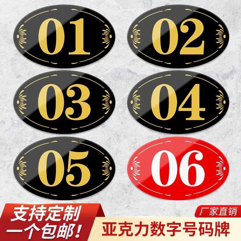 饭店包厢门牌号酒店更衣储物柜子墙贴定制餐厅序号仓库编号号码牌
