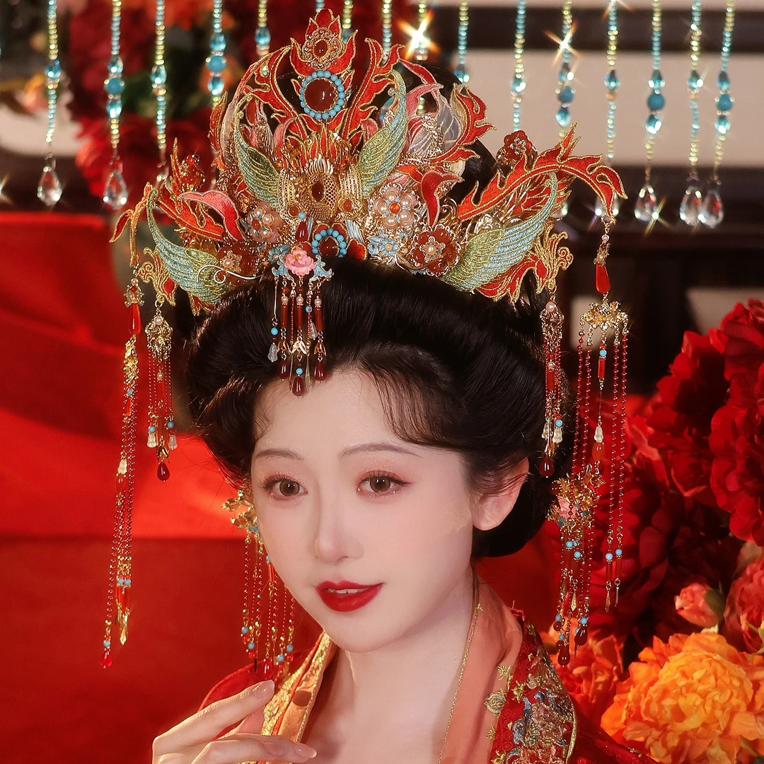 清月鹿鸣原创【鎏凤归】古风新娘头饰汉服婚嫁发冠中式凤冠发饰发簪