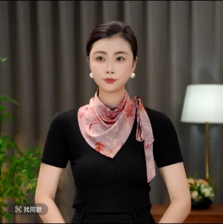 2025新款罗纹缎女士护肩护脖时尚百搭三角巾旅游拍照女士丝巾护颈