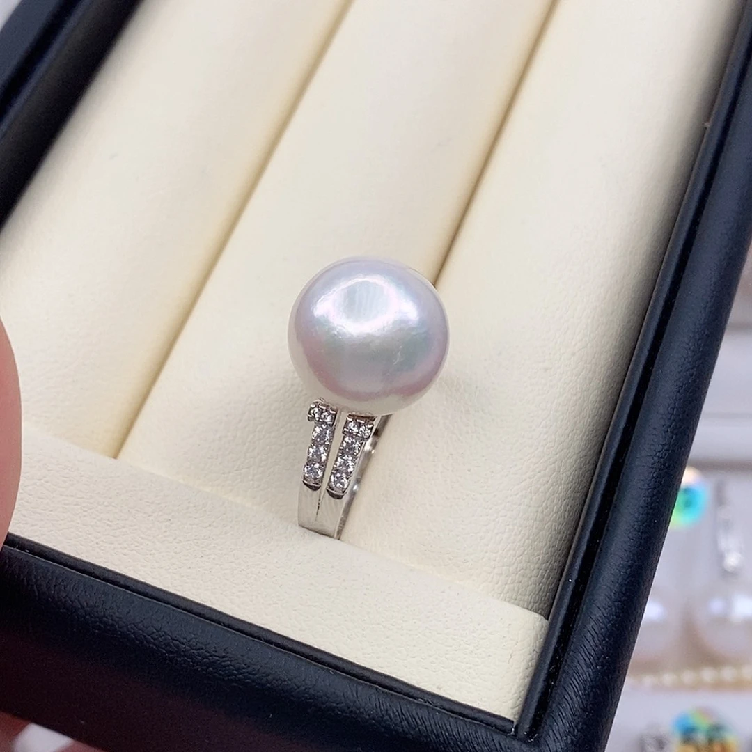 戒指银S925镶嵌淡水珍珠12/13mm