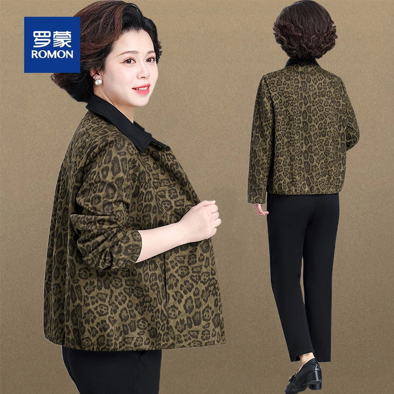 罗蒙高档品牌妈妈春秋装短款外套女新款时尚休闲复古中老年人上衣