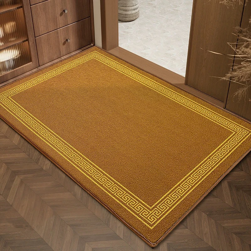 黄色入户门垫简约回字纹进门垫脚垫门口垫中式款硅藻泥纯色土黄