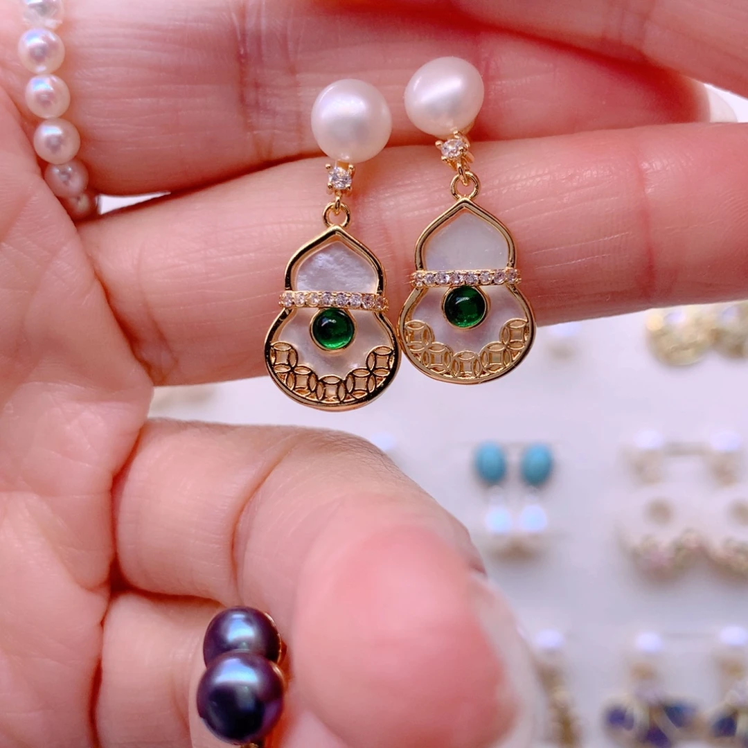 淡水珍珠耳饰合金