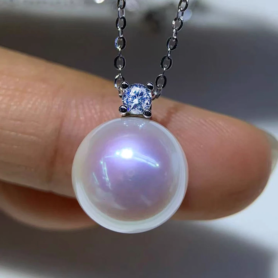 【王妃龙珠5A特选-S925银扣】14mm左右天然淡水珍珠吊坠【配银链】