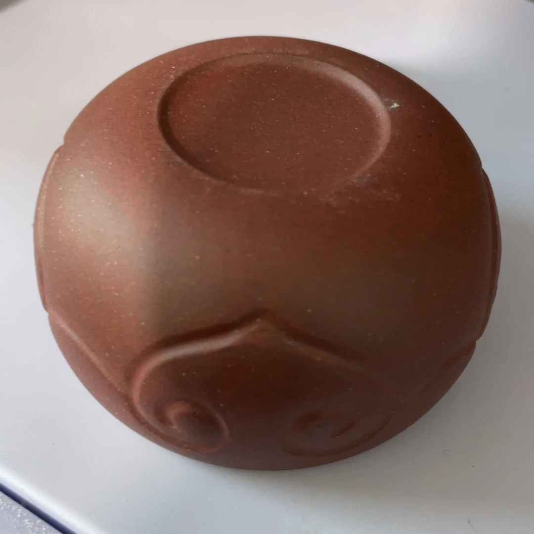 紫砂茶杯老红泥如意杯电