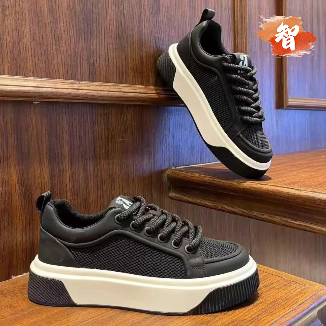 智冶潮牌男鞋2025夏季新款低帮透气舒适轻便休闲网面韩版百搭板鞋