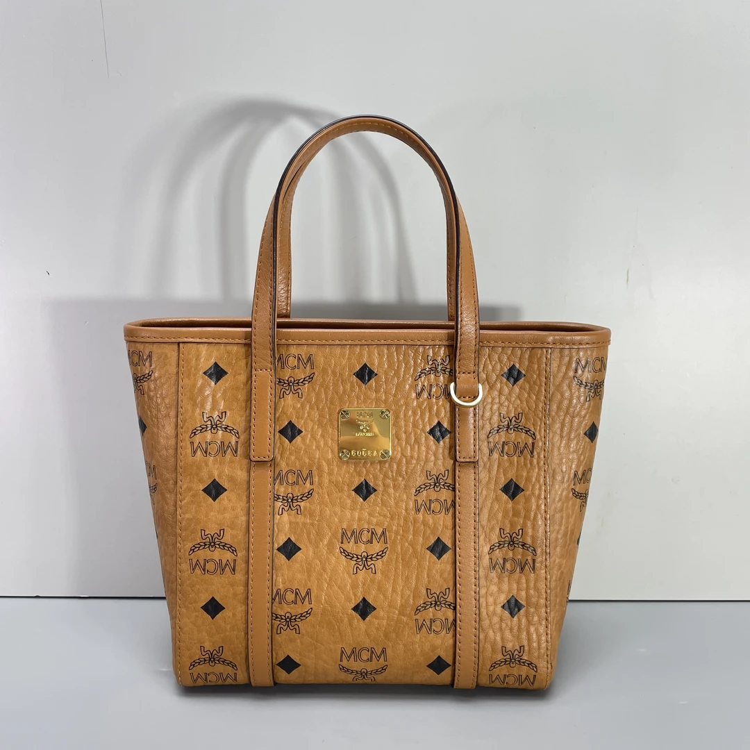 90新 MCM 媚姐/mcm干邑色小号菜篮子19*19*9cmG061902