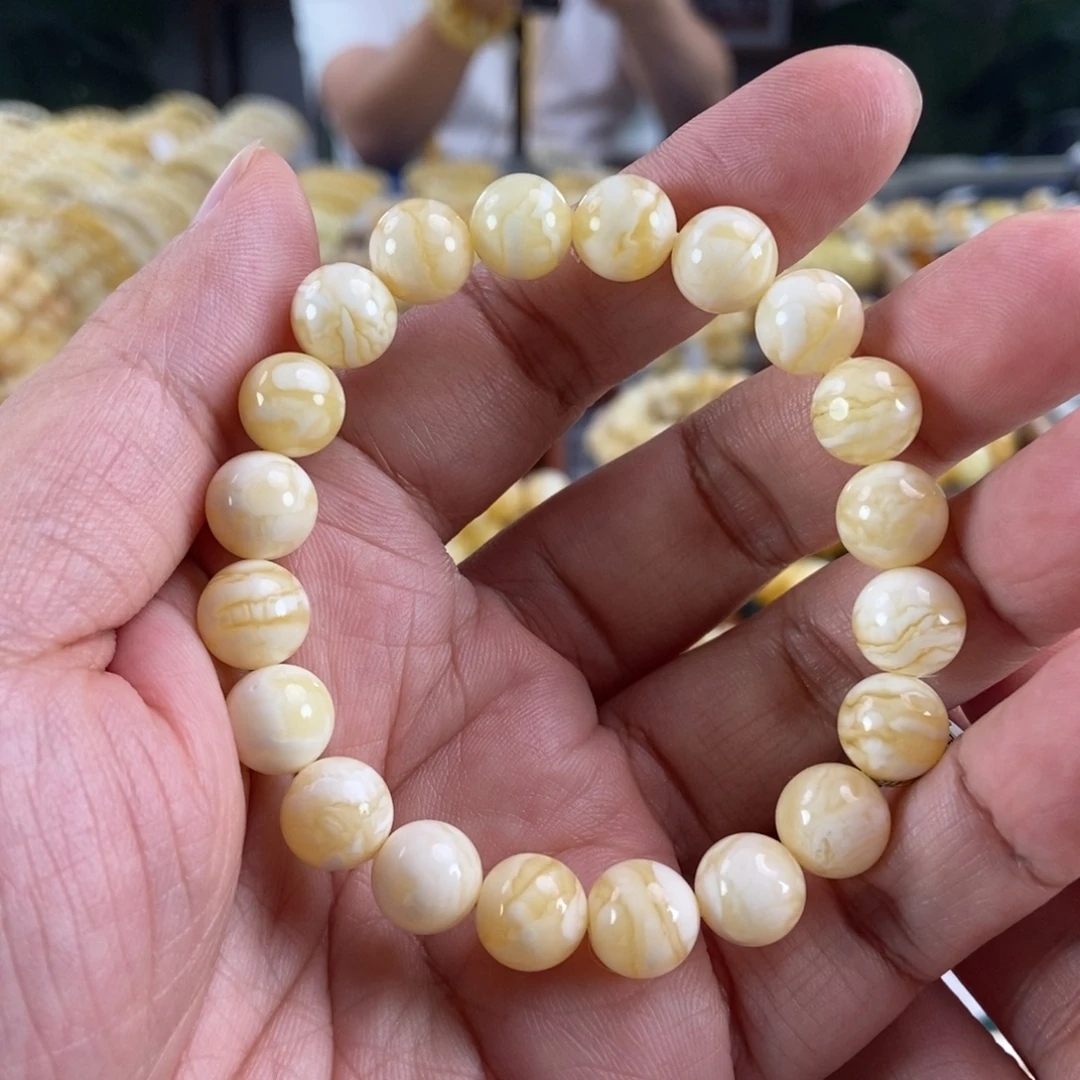 琥珀未镶嵌珠宝奇石10虎皮纹手串11.62