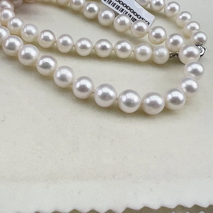 淡水珍珠银S925镶嵌项链➕7.8高品冷白