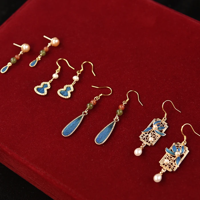 华容珠翠原创复古文艺耳钉国风汉服旗袍耳环日常百搭简约耳饰耳坠