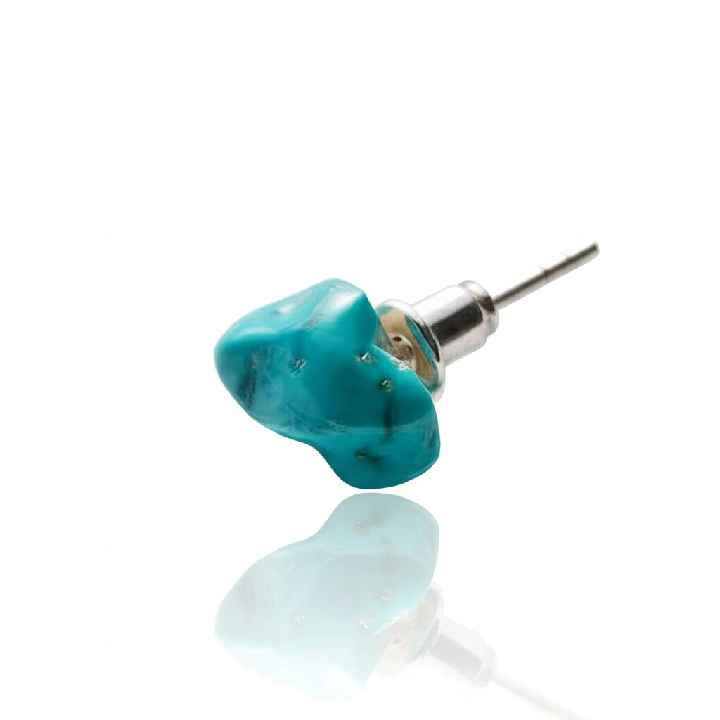 BTSP S925银针随形绿石只属于你的不规则藏式无耳洞耳钉