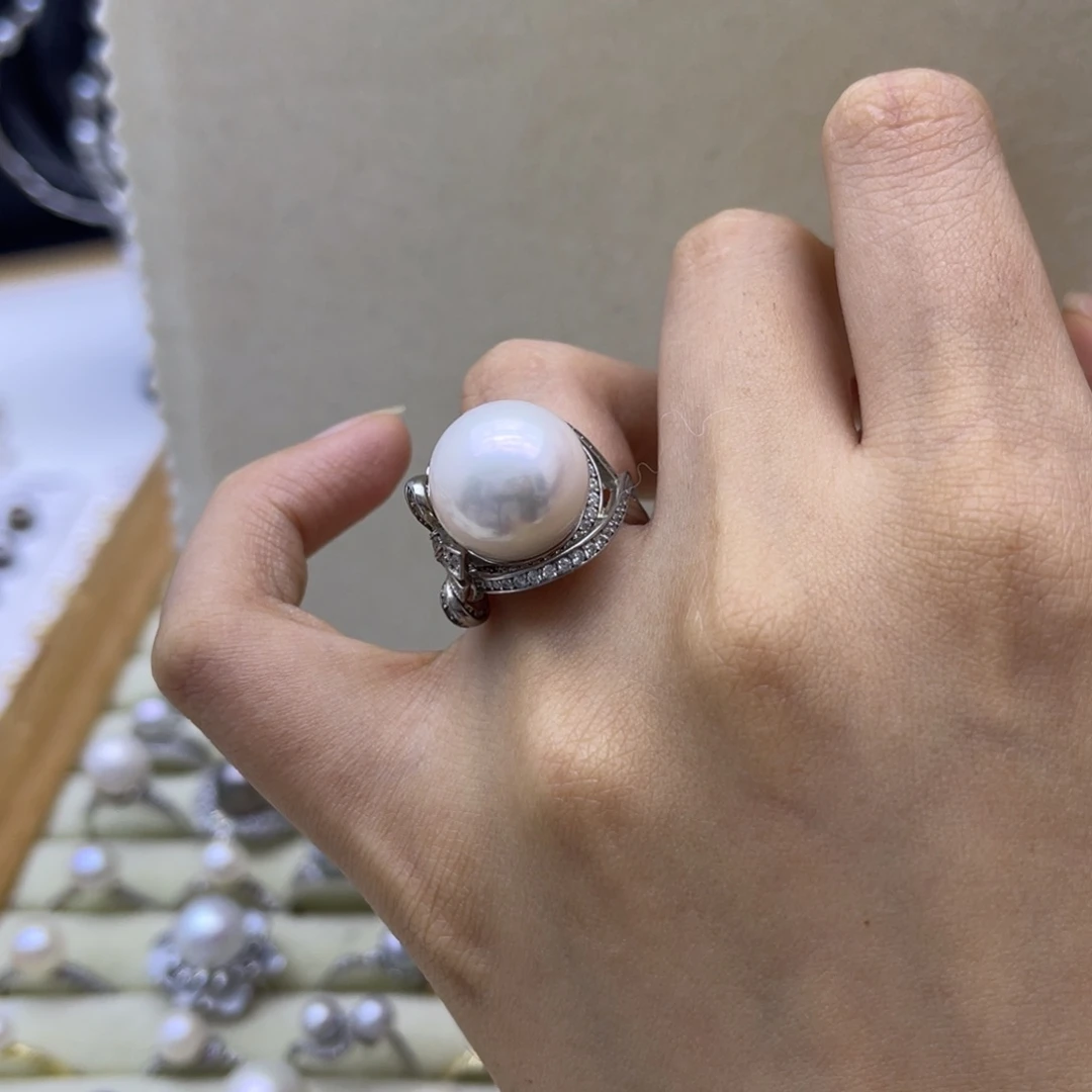 淡水珍珠戒指银S925镶嵌