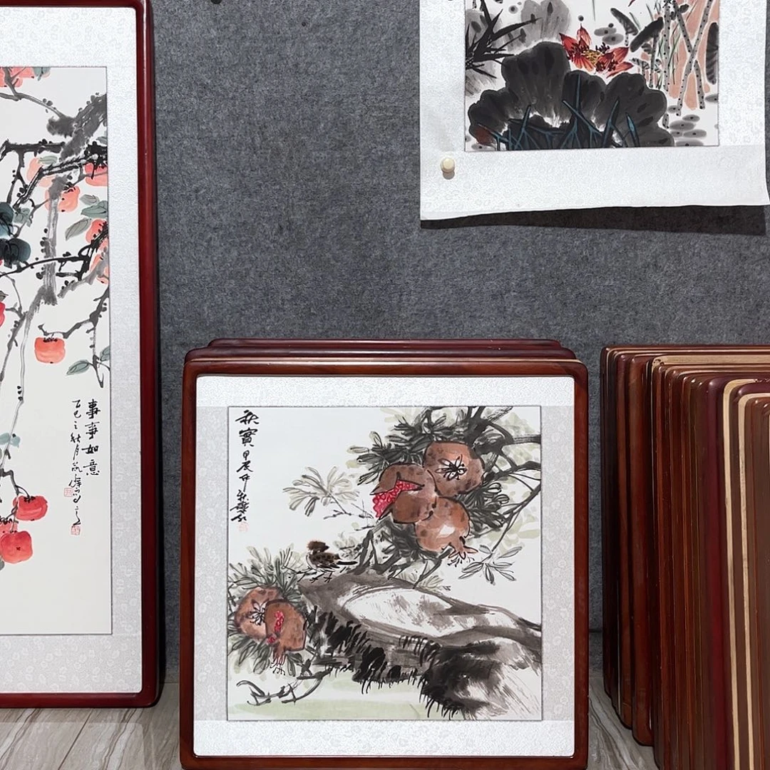 国画书画作品带框63×63