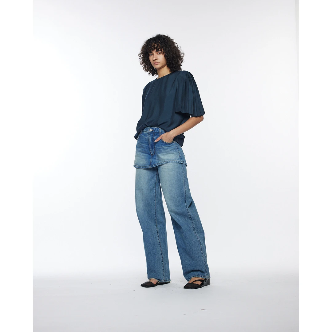 YCH 设计师品牌 26早春新款 不对称剪裁牛仔裙裤 SOLSOL买手店