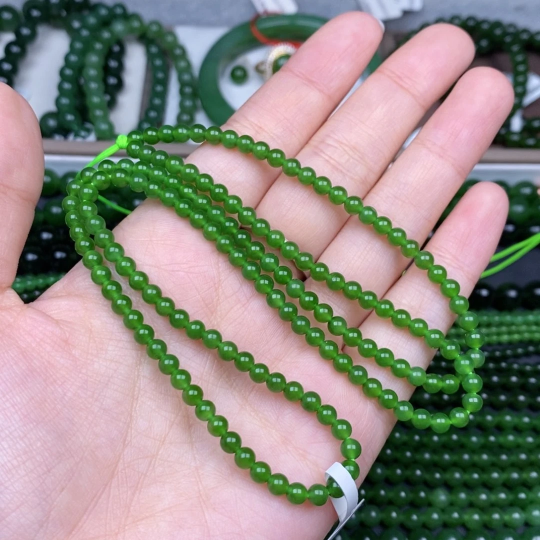 颈饰未镶嵌和田玉（碧玉）4m阳绿无黑货头