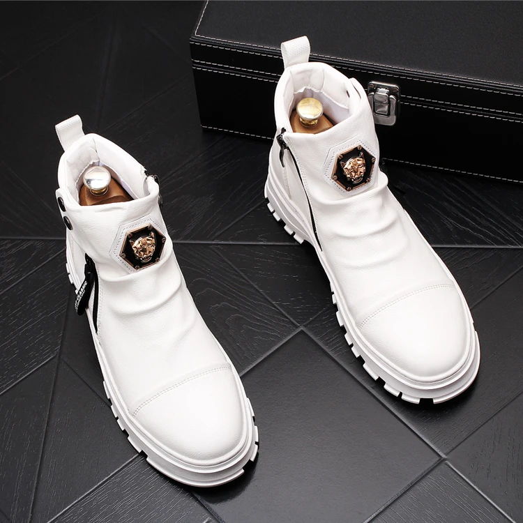 卡汐沐『精选』力荐！男鞋新款时尚帅气马丁靴耐磨厚底潮流高帮皮靴