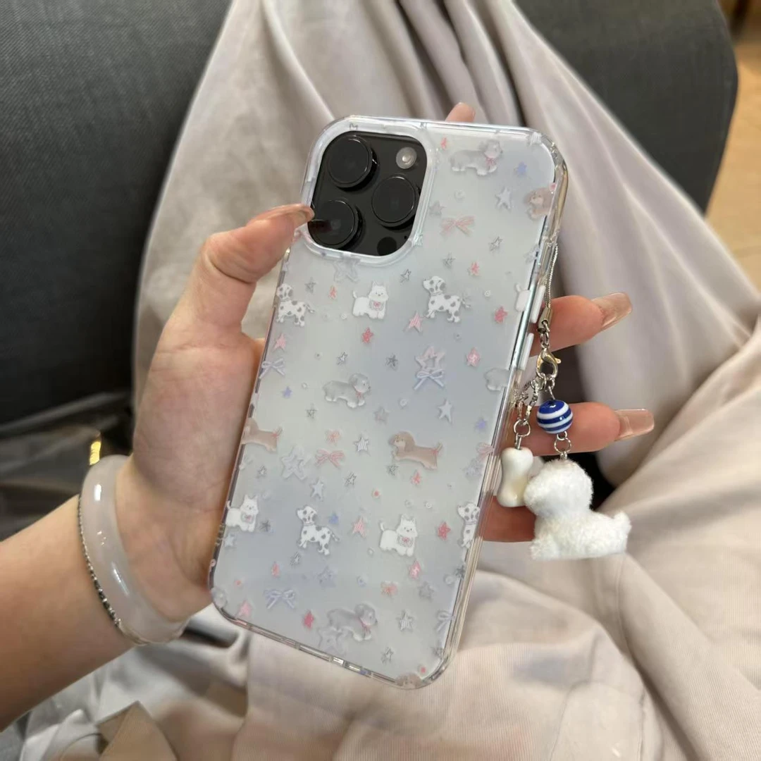 奥菲顿唯美星星小狗挂件适用iPhone16/15pro大孔苹果14手机壳13套