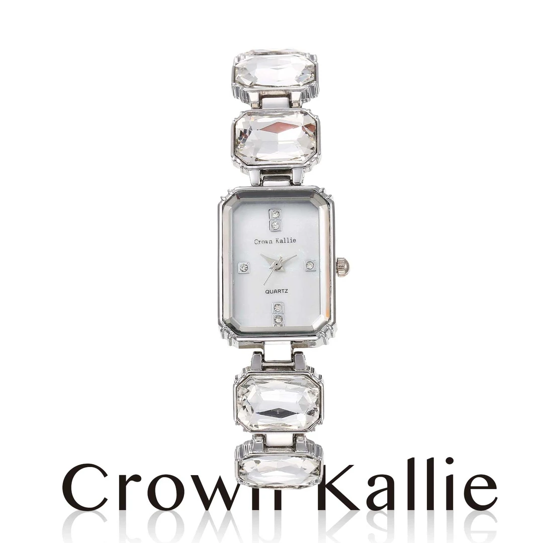 Crown Kallie【白冰糖】满天星系列方形气质钢带女士腕表ck8122