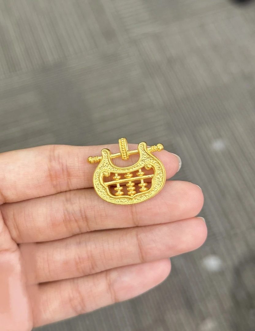 足金999 算盘大锁包吊坠