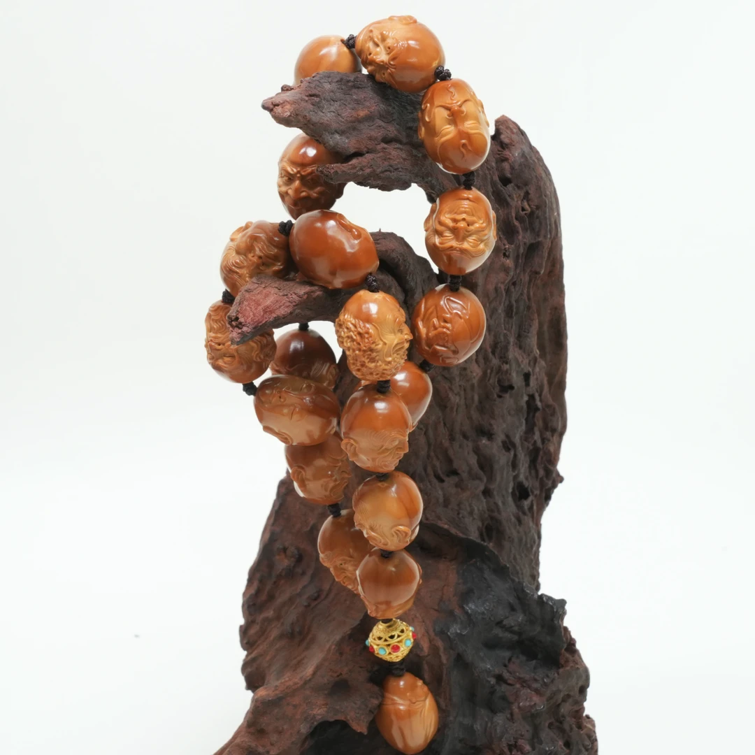 纯手工橄榄核雕小子十八罗汉手持橄榄核手串经典单面高档次