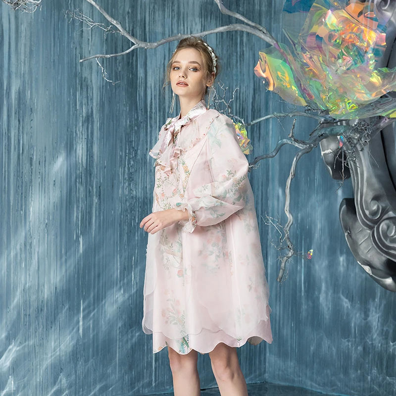 CHARFEN【媛媛专享】朝峰秋冬款宫廷印花长袖连衣裙CFC5D102-103G