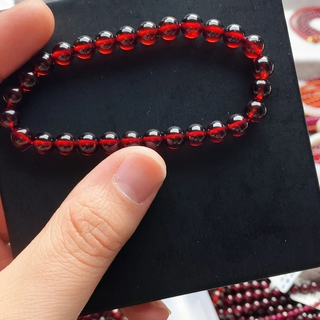 石榴石手链未镶嵌7mm橙红天花板