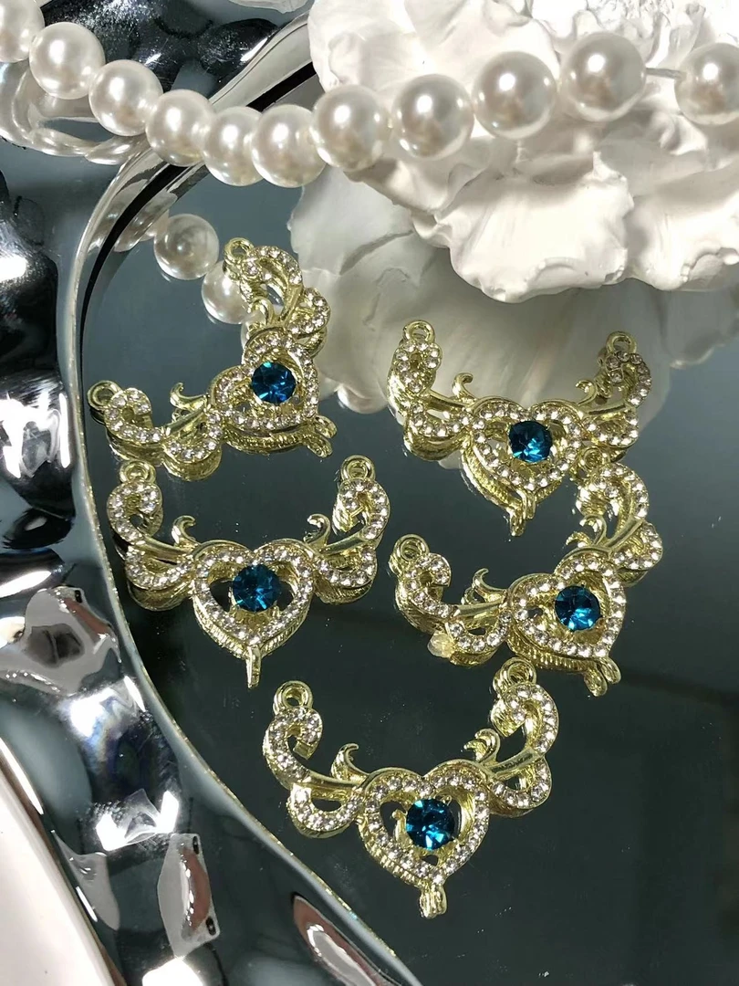 雨宝严选· DIY  P481金蓝色古风双吊吊坠DIY