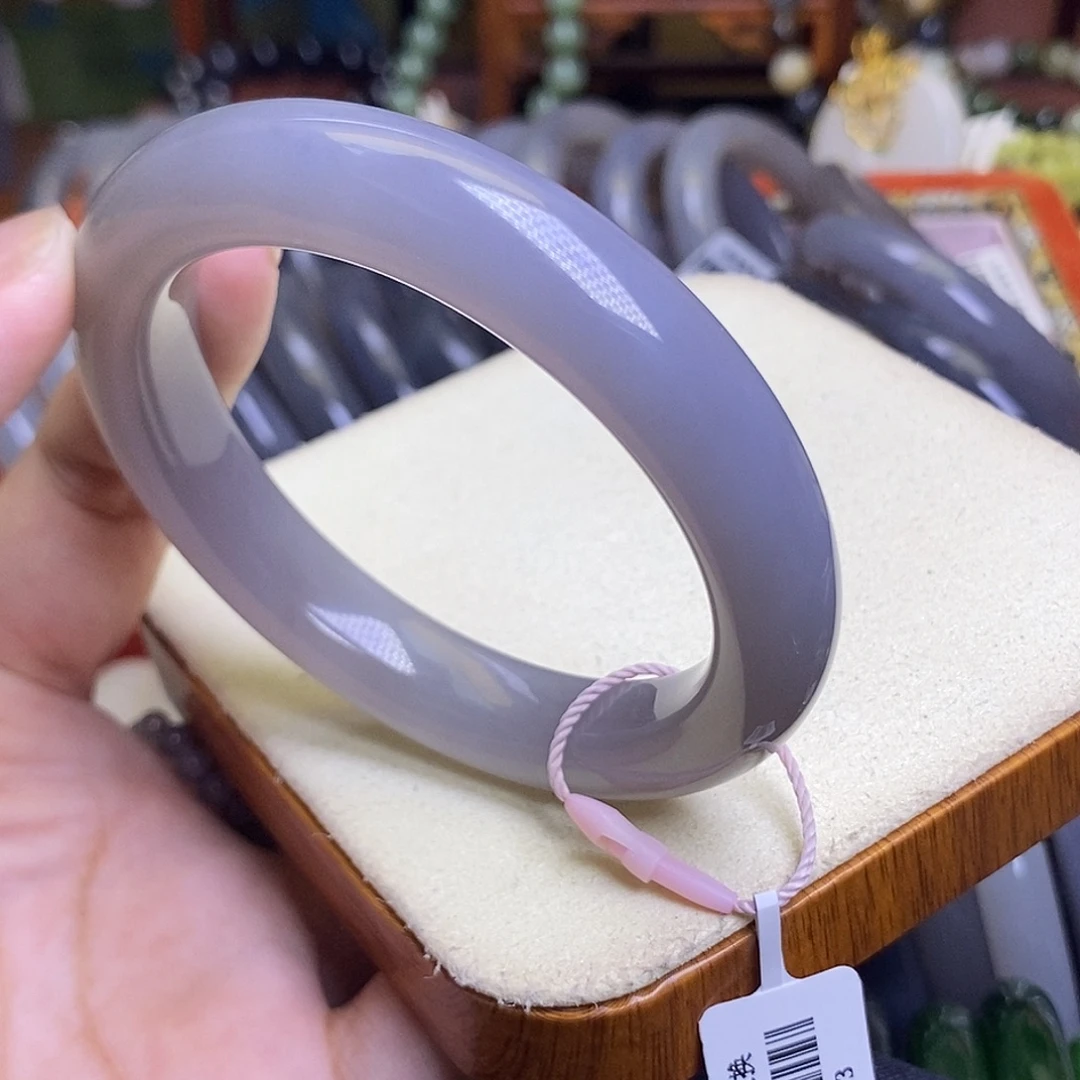 和田玉未镶嵌颈饰浓烟紫老矿料冰底手镯56.6