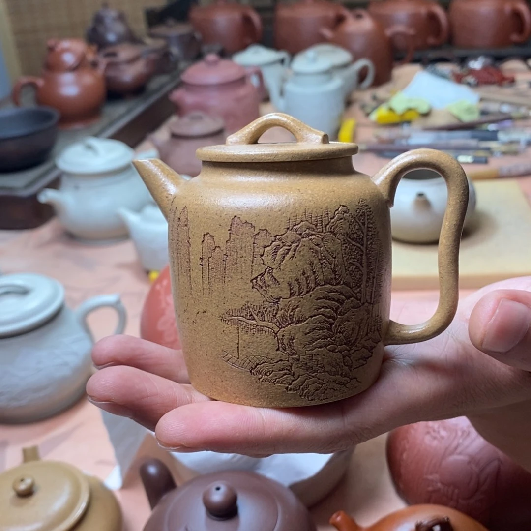 茶壶紫砂宜兴原矿紫砂汲直150cc