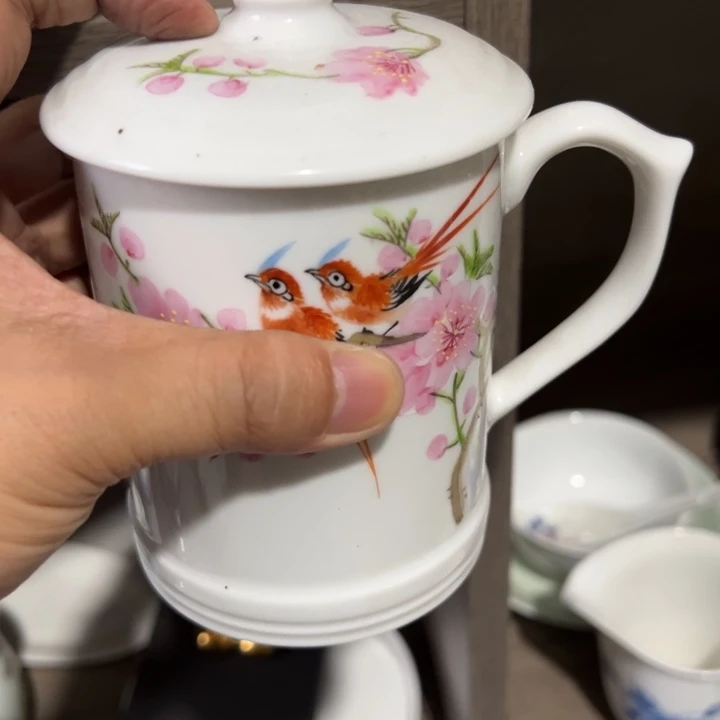 手绘双层办公杯一个
