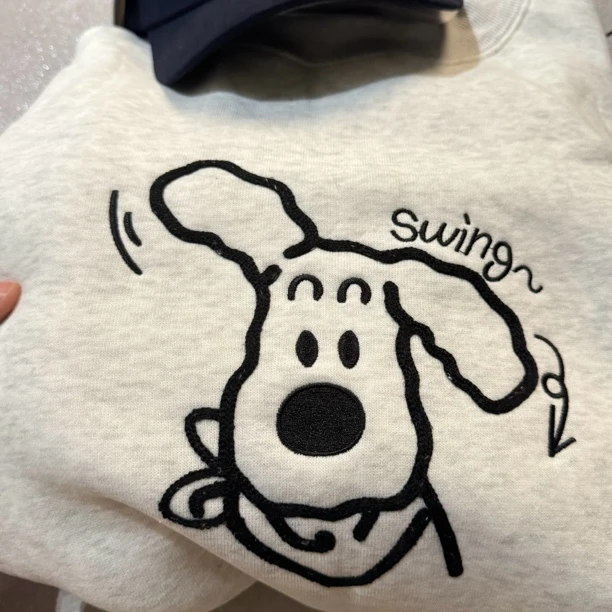 【刘噗噗】supernini@原 加绒小狗磨毛加厚圆领卫衣