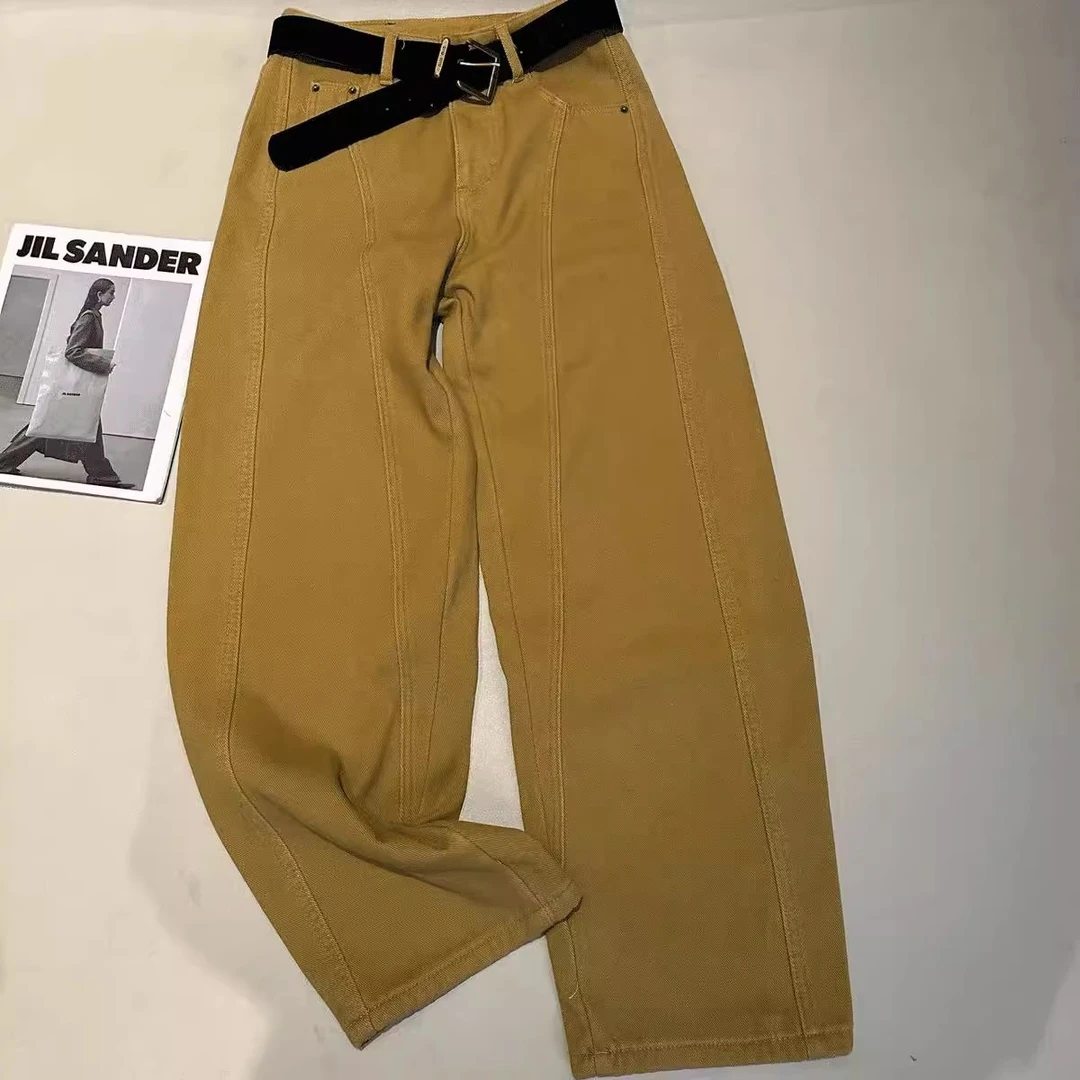 爆款加绒水洗配腰带牛仔裤短裤女新款冬季高级感牛仔裤短裤宽松