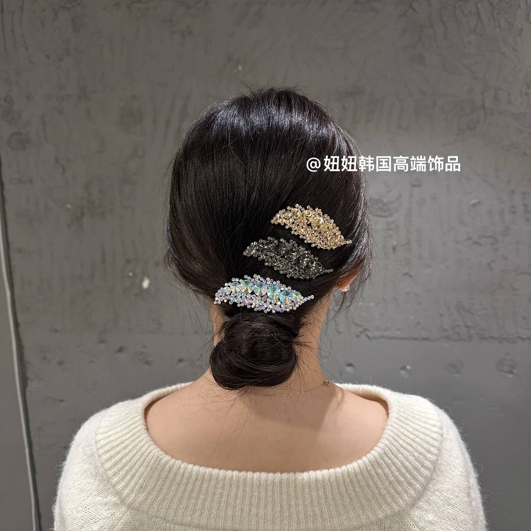 【春叶】韩国高奢施华尖尖星空钻叶子掰掰夹bb夹刘海碎发夹精致气质