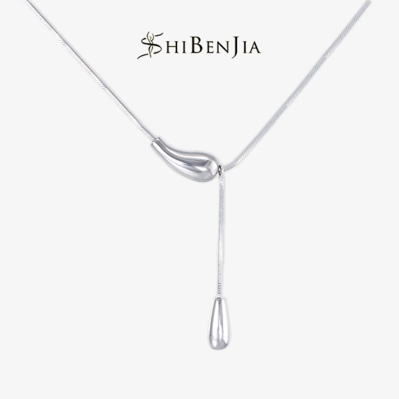 坠链均925银 气质轻奢时尚耳饰素款女精致百搭水滴款夏季项链小众