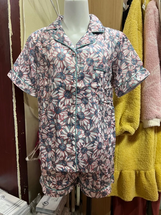 丽人】睡衣开衫薄款夏天冰丝短袖短裤家居服夏季套装