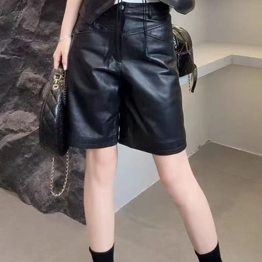 牛皮五分裤女款皮裤