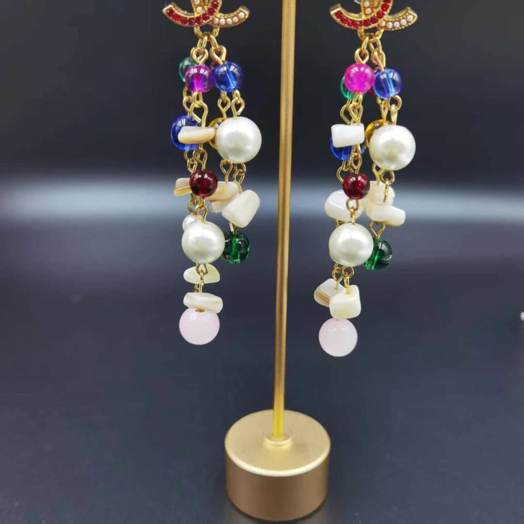 铜合金亚克力耳饰 【伊琳饰品】彩色珠香耳钉