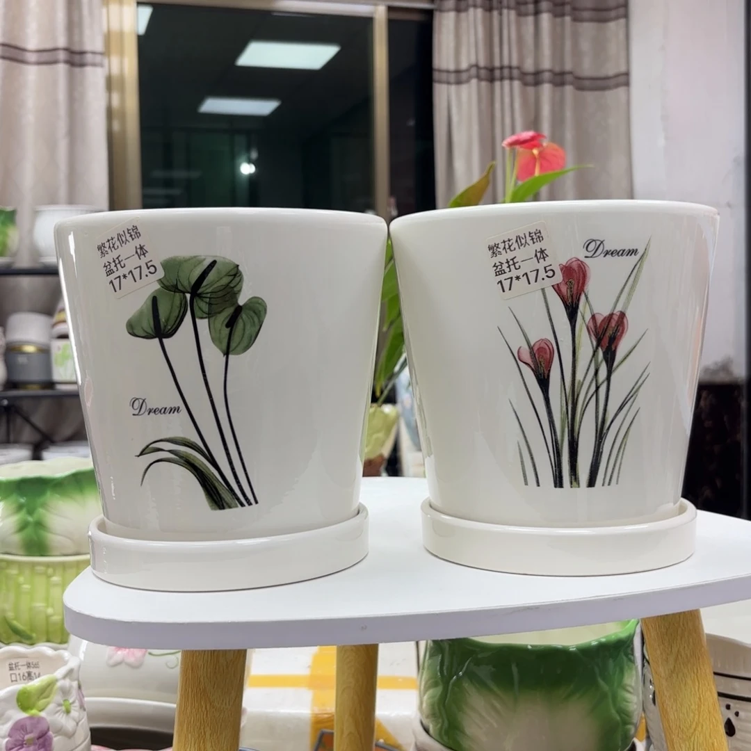 @夏西陶瓷花盆@@繁花似锦