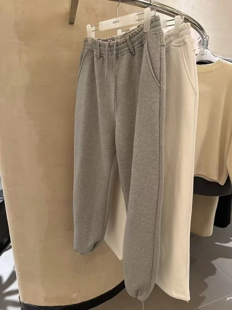 London韩国东大门新款毛圈棉抽绳卫裤宽松百搭时尚松紧腰NO退换