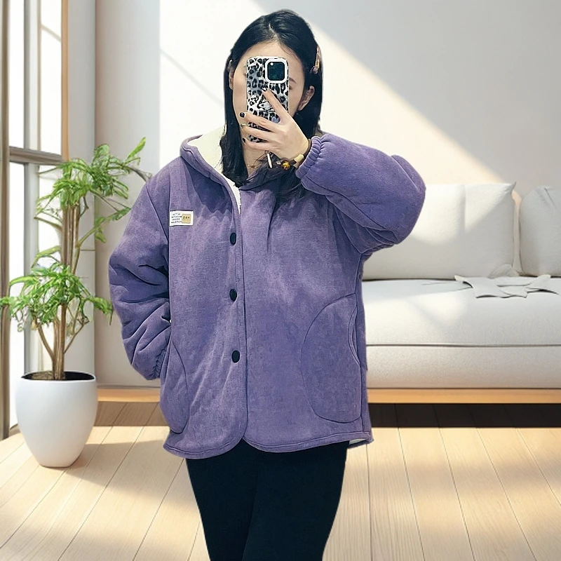 【短款蕾丝领小碎花】秋冬女士睡衣三层加绒加厚睡衣女冬加厚加绒