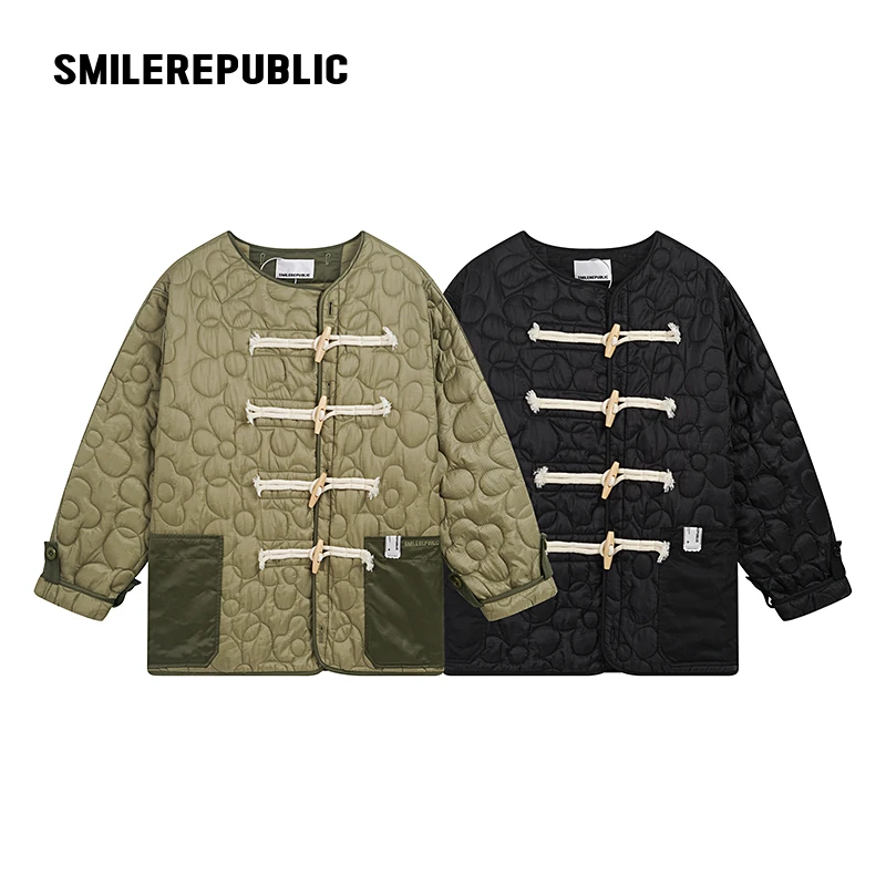 smilerepublic珠花朵装饰绗棉外套宽松舒适中国风中式休闲复古