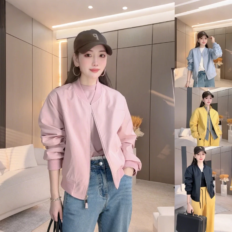 2025新款春季爆款休闲女士棒球服外套小个子百搭时尚洋气纯色上衣