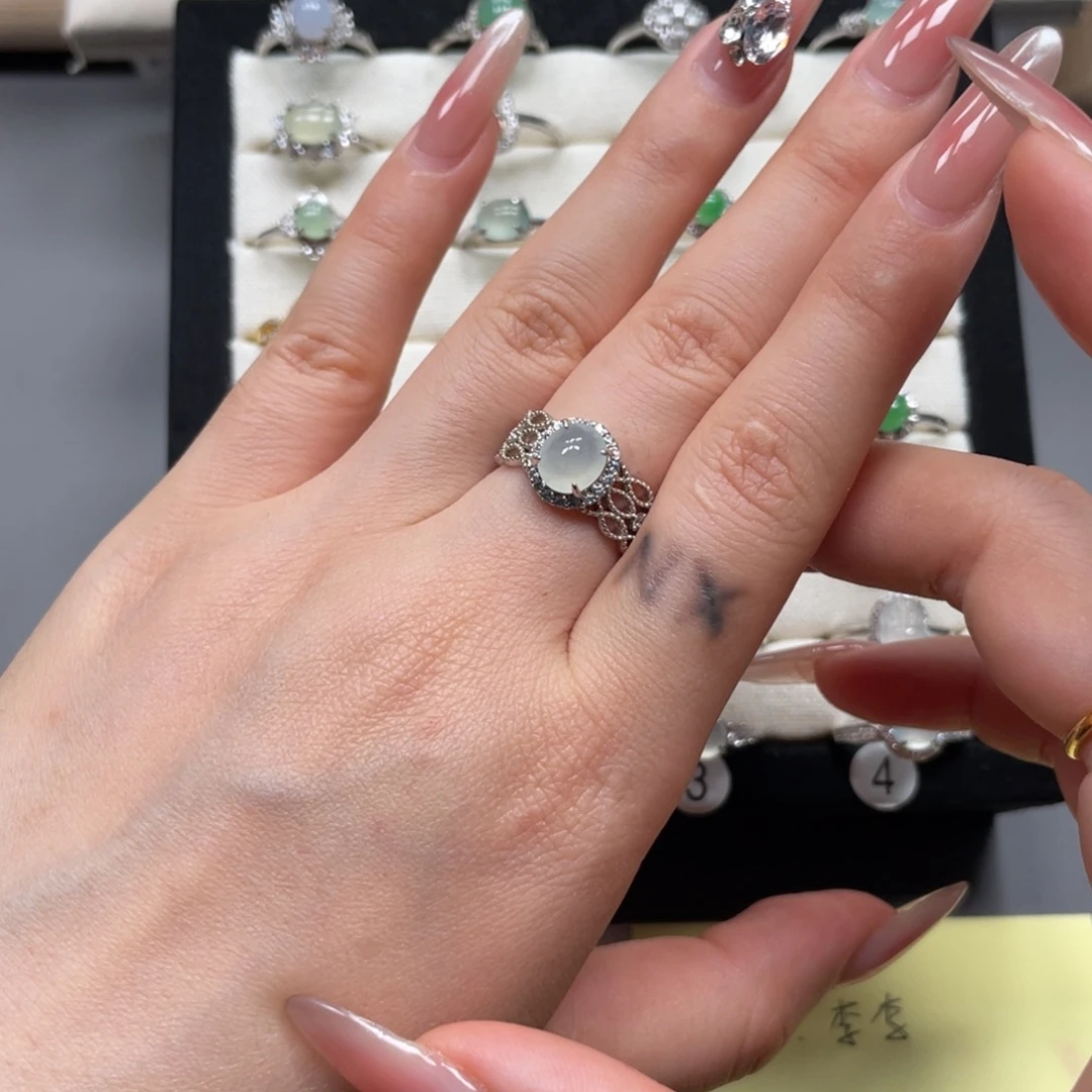 翡翠银S925镶嵌戒指036018