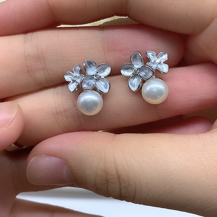 合金淡水珍珠耳饰
