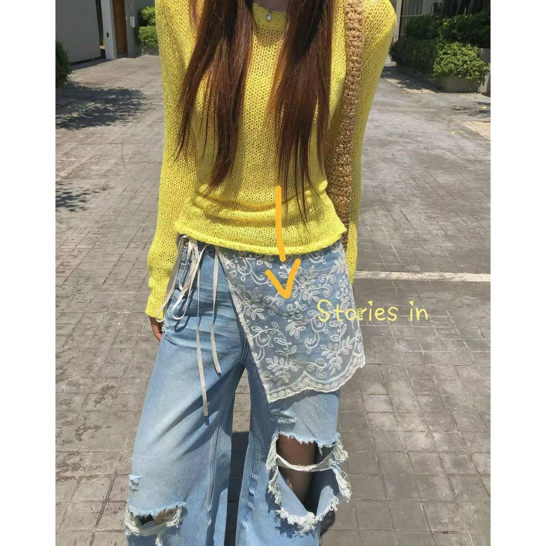 LI婉君【蕾丝屁帘】时尚百搭设计感叠穿蕾丝披帘裙摆LWJ25A1S431