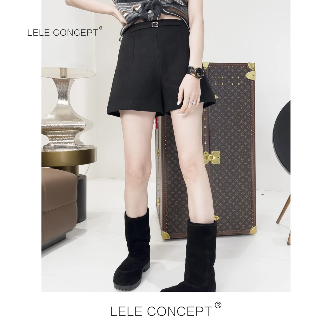 LELE CONCEPT｜【如一】装饰腰带短裤气质高腰百搭阔腿K0298