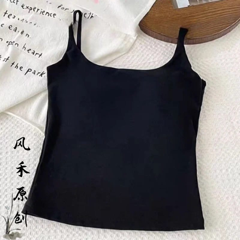 风禾原创【851】春夏新款时尚百搭蕾丝拼接带胸垫一体式吊带美背