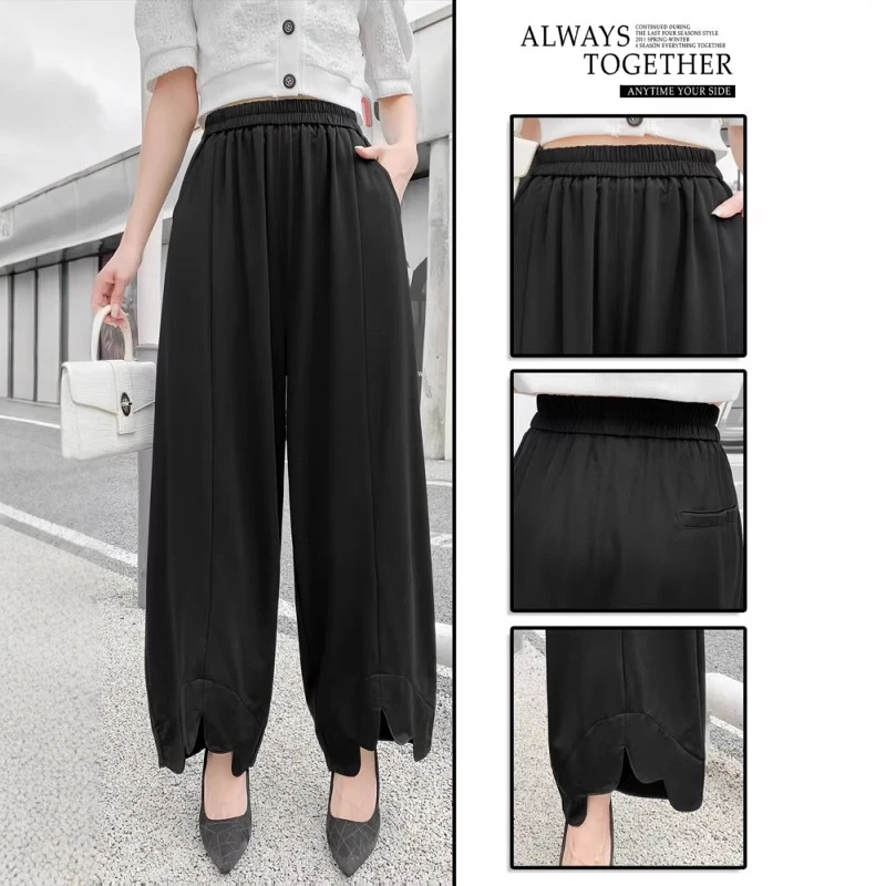 2025夏新款大码时尚百搭休闲裤宽松显瘦阔腿裤596